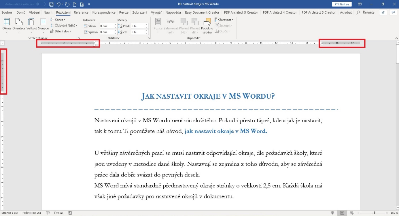 Kde jsou ve Wordu okraje?